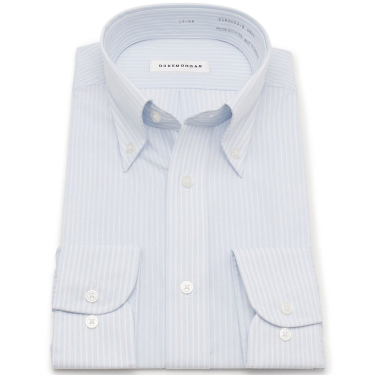 ソノタ 【発送在庫あり】【形態安定】ボタンダウンワイシャツ/ブルー×ホワイトストライプ 紺淡色