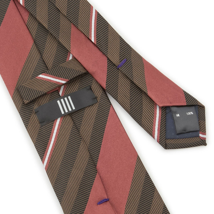 ブラックライン 【BLACK LINE】シルクストライプネクタイ 7.5cm幅/ワイン×ブラウン その他