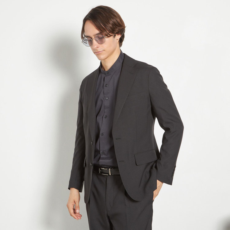 シルバーライン 【RBC】【春夏】2釦シングルスーツ 1タック/ブラック×チェック/ウエストムーブ/4S AIR SUSTAINABILITY&ECOLOGY FABRIC/※パンツ裾上げ済仕様 黒
