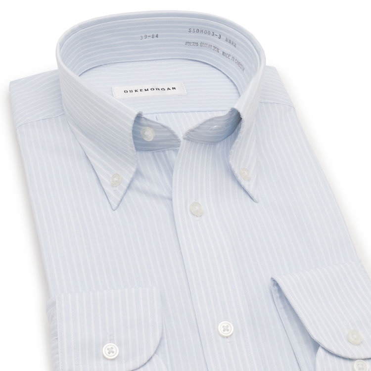 ソノタ 【発送在庫あり】【形態安定】ボタンダウンワイシャツ/ブルー×ホワイトストライプ 紺淡色