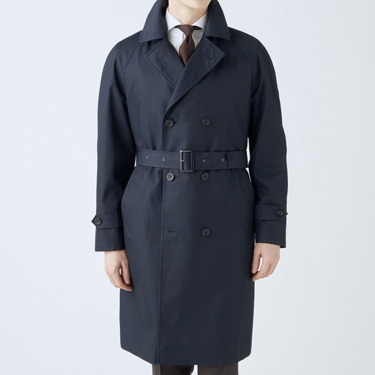 ブラックライン 【発送在庫あり】【SL】コットンブレンド ダブルトレンチベルテッドコート/ネイビー/WATERPROOF ネイビー系(紺)