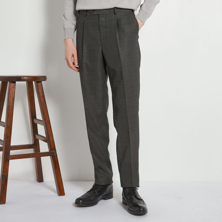 シルバーライン 【5DAYS CLOSET】【RBC】【春夏】1タックテーパードパンツ/カーキ×チェック/ウエストムーブ仕様/4S SUSTAINABILITY&ECOLOGY FABRIC/※裾上げ必要 その他