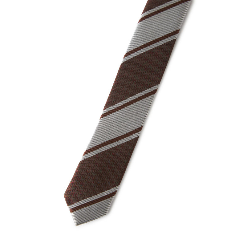 ブラックライン 【BLACK LINE】シルクブレンドストライプネクタイ 7.5cm幅/ブラウン×グレー その他