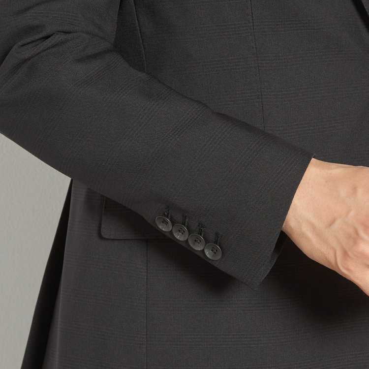 シルバーライン 【RBC】【春夏】2釦シングルスーツ 1タック/ブラック×チェック/ウエストムーブ/4S AIR SUSTAINABILITY&ECOLOGY FABRIC/※パンツ裾上げ済仕様 黒