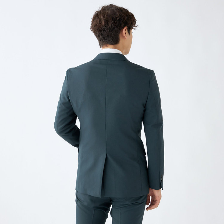 ブラックライン 【発送在庫あり】【SLIM TAPERED_2】【春夏】2釦シングルスーツ 0タック/グリーン×ソリッド/ウエストムーブ/REDA ACTIVE/NEW ZEALAND WOOL MERINO/SHOWER CLEAN/※裾上げ必要 緑濃色