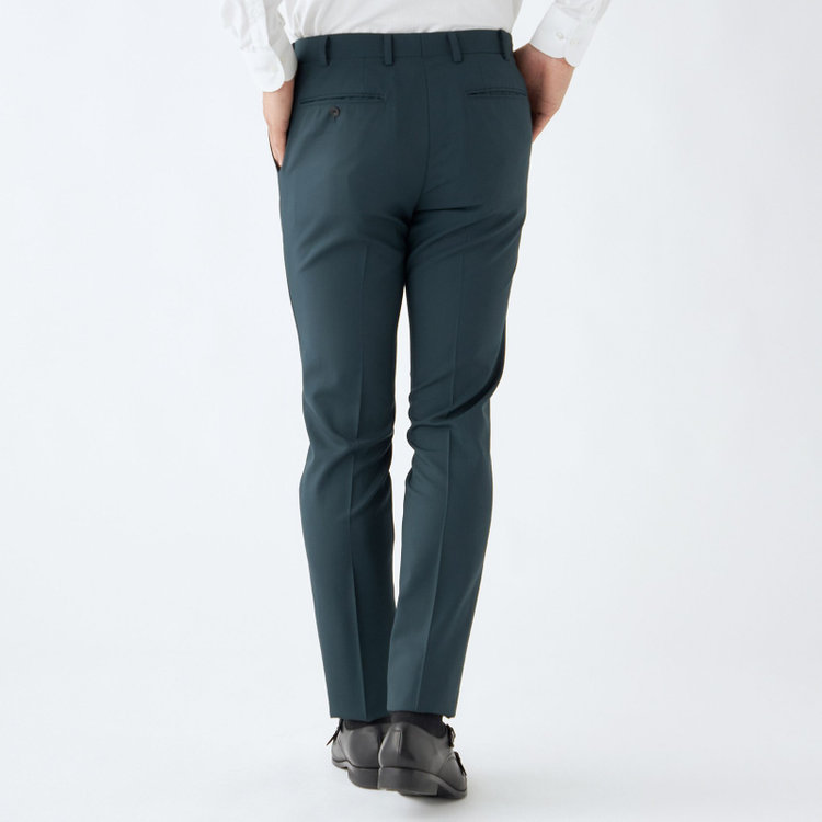 ブラックライン 【発送在庫あり】【SLIM TAPERED_2】【春夏】2釦シングルスーツ 0タック/グリーン×ソリッド/ウエストムーブ/REDA ACTIVE/NEW ZEALAND WOOL MERINO/SHOWER CLEAN/※裾上げ必要 緑濃色