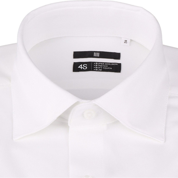 ブラックライン 【発送在庫あり】【WEB限定】【BLACK LINE】ワイドカラーワイシャツ/ホワイト/「4S」スーパーノンアイロン・ストレッチ ホワイト系(白)