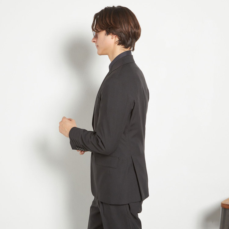シルバーライン 【RBC】【春夏】2釦シングルスーツ 1タック/ブラック×チェック/ウエストムーブ/4S AIR SUSTAINABILITY&ECOLOGY FABRIC/※パンツ裾上げ済仕様 黒