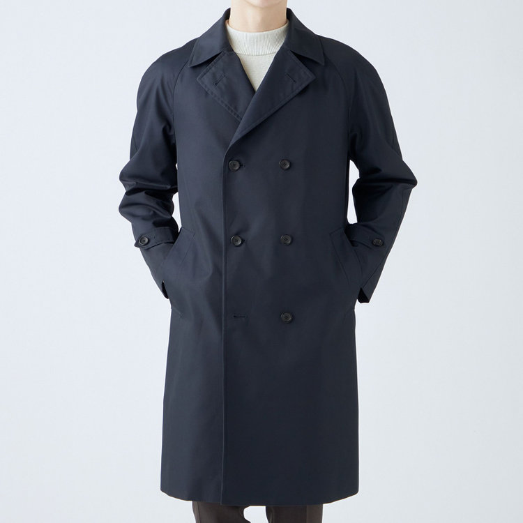 ブラックライン 【発送在庫あり】【SL】コットンブレンド ダブルトレンチベルテッドコート/ネイビー/WATERPROOF ネイビー系(紺)