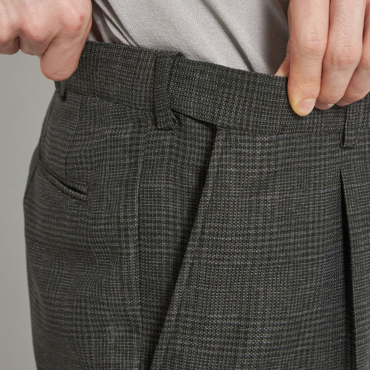 シルバーライン 【5DAYS CLOSET】【RBC】【春夏】1タックテーパードパンツ/カーキ×チェック/ウエストムーブ仕様/4S SUSTAINABILITY&ECOLOGY FABRIC/※裾上げ必要 その他