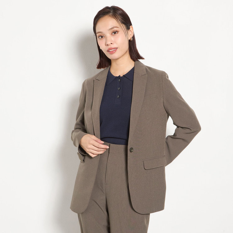 【SILVER LINE】【年間】1釦シングルパンツスーツ/ブラウン/ウォッシャブル/ウエストシャーリング/4S SUSTAINABILITY&ECOLOGY FABRIC/※パンツ裾上げ済仕様