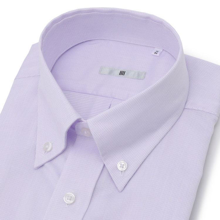 シルバーライン 【発送在庫あり】【SILVER LINE】【形態安定】ボタンダウンドレスワイシャツ/ホワイト×パープルドビー 紫中間
