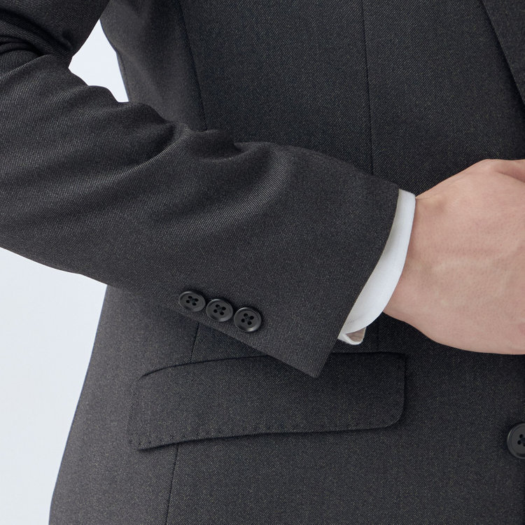 ブラックライン 【SLIM TAPERED_2】【年間】2釦シングルスーツ 0タック/グレー/ウエストシャーリング/4S/※パンツ裾上げ済仕様 グレー濃色