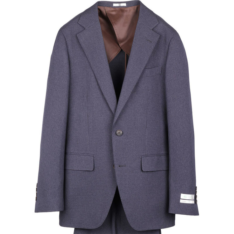 スーツセレクト 【発送在庫あり】【CLASSICO TAPERED】【秋冬】コーディネートパンツ付き/2釦シングルスーツ 1タック/ネイビー×ハウンドトゥース+グレーソリッドパンツ/ウエストムーブ/※パンツ裾上げ済仕様 ネイビー系(紺)