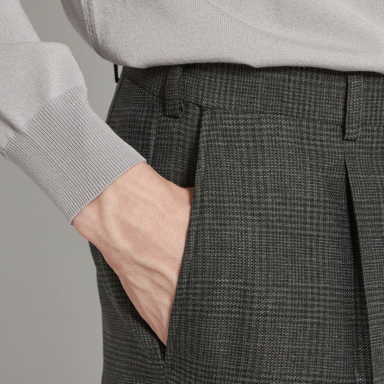 シルバーライン 【5DAYS CLOSET】【RBC】【春夏】1タックテーパードパンツ/カーキ×チェック/ウエストムーブ仕様/4S SUSTAINABILITY&ECOLOGY FABRIC/※裾上げ必要 その他