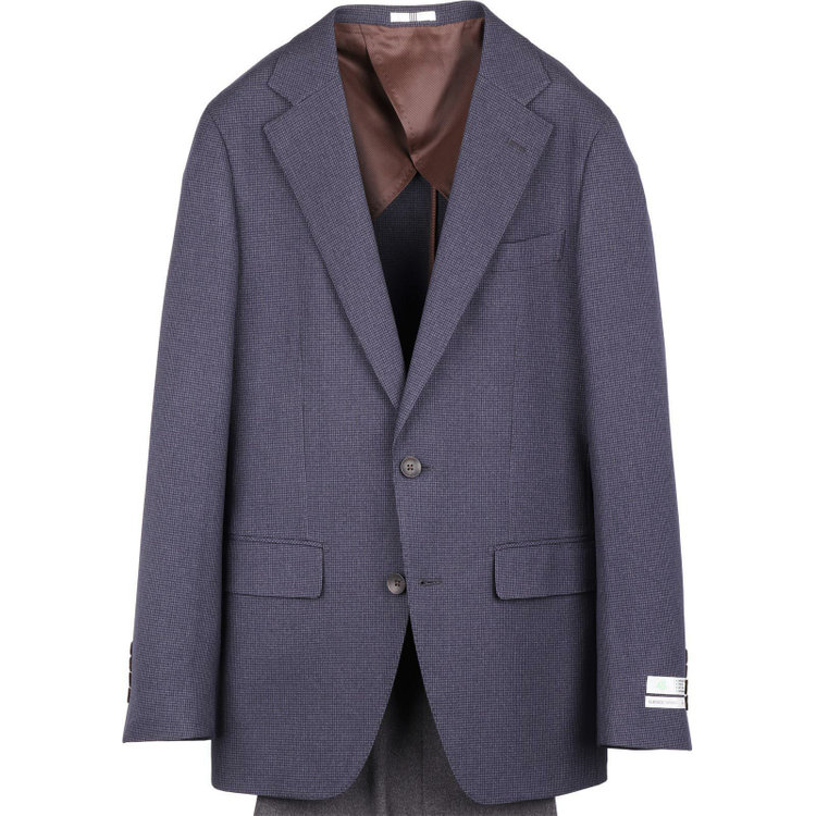 スーツセレクト 【発送在庫あり】【CLASSICO TAPERED】【秋冬】コーディネートパンツ付き/2釦シングルスーツ 1タック/ネイビー×ハウンドトゥース+グレーソリッドパンツ/ウエストムーブ/※パンツ裾上げ済仕様 ネイビー系(紺)