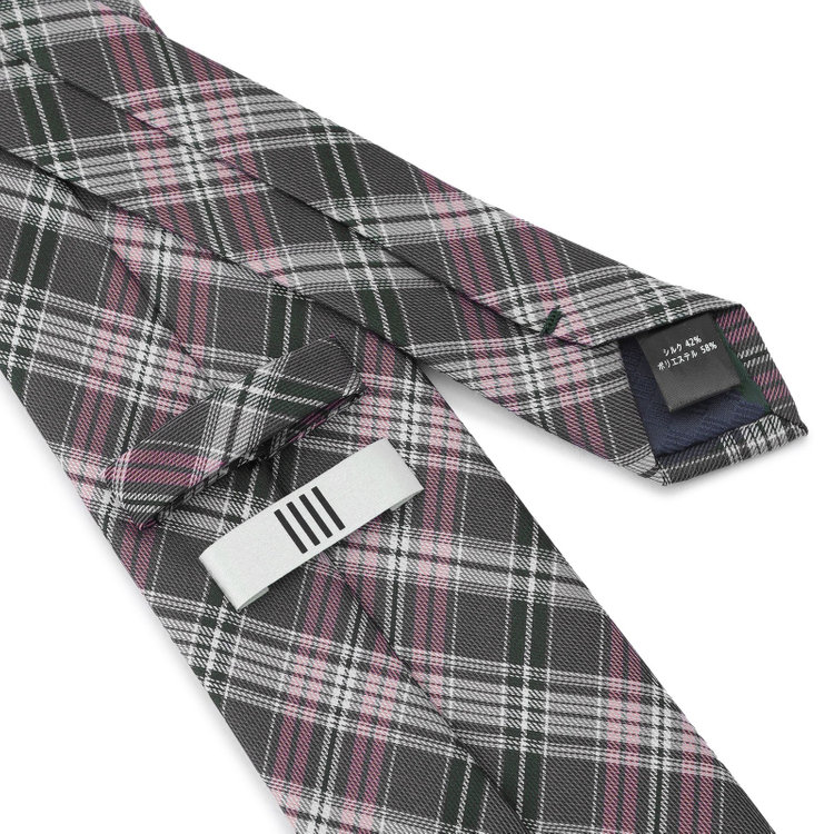 シルバーライン 【SILVER LINE】シルクブレンドチェックネクタイ 8.0cm幅/グレー×ピンク その他