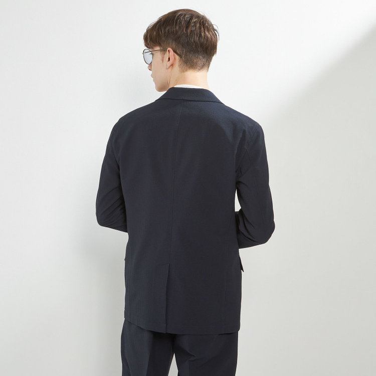 ソノタ 【発送在庫あり】【BLACK LINE】【春夏】2釦シングルジャケット/ネイビー×シアサッカー 紺中間