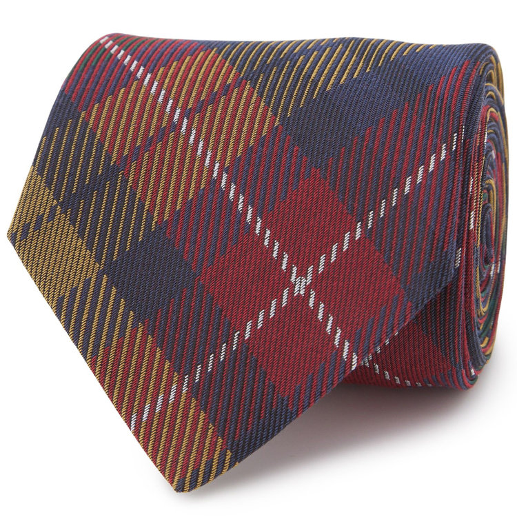 シルバーライン 【SL】シルクコットンチェックネクタイ 8.5cm幅/ワイン×ゴールド/JAPAN MADE その他