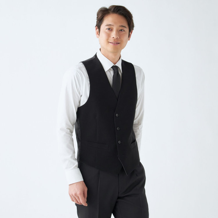 【BL】【年間】リバーシブルジレ(ベスト)/ブラック×ソリッド＆グレー×ソリッド/4S