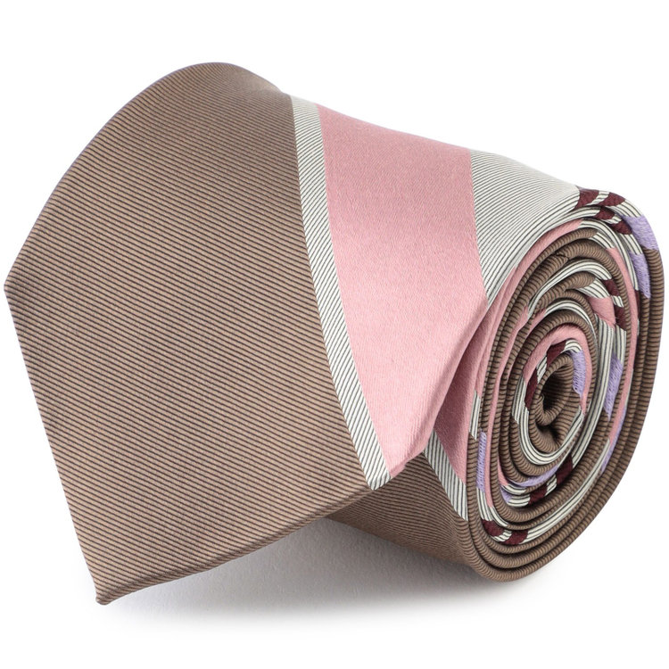 シルバーライン 【SILVER LINE】シルクストライプネクタイ 8.0cm幅/ブラウン×ピンク×グレー その他