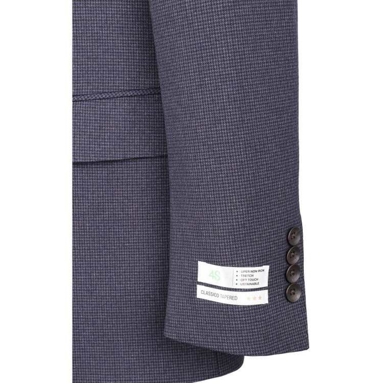 スーツセレクト 【発送在庫あり】【CLASSICO TAPERED】【秋冬】コーディネートパンツ付き/2釦シングルスーツ 1タック/ネイビー×ハウンドトゥース+グレーソリッドパンツ/ウエストムーブ/※パンツ裾上げ済仕様 ネイビー系(紺)