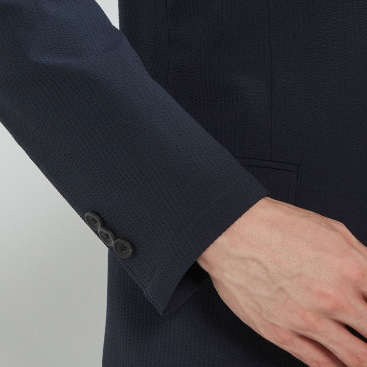 ソノタ 【発送在庫あり】【BLACK LINE】【春夏】2釦シングルジャケット/ネイビー×シアサッカー 紺中間