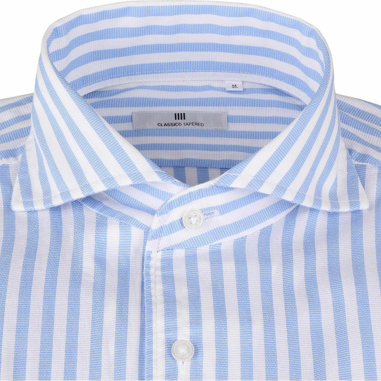 スーツセレクト 【WEB限定/OUTLET】【CLASSICO TAPERED】ホリゾンタルワイドワンピースカラードレスワイシャツ/ブルー＆ホワイト×ストライプ ブルー系(青)