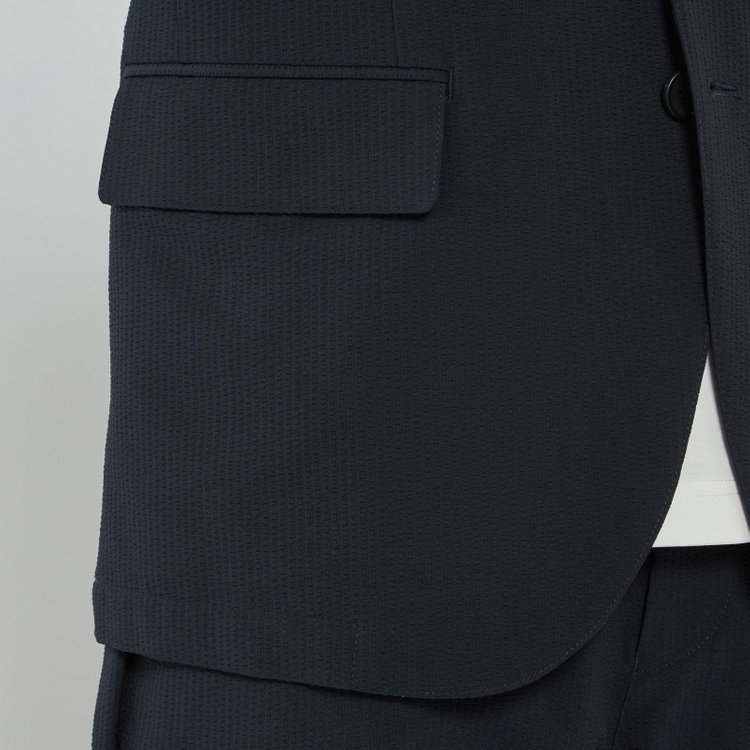 ソノタ 【発送在庫あり】【BLACK LINE】【春夏】2釦シングルジャケット/ネイビー×シアサッカー 紺中間