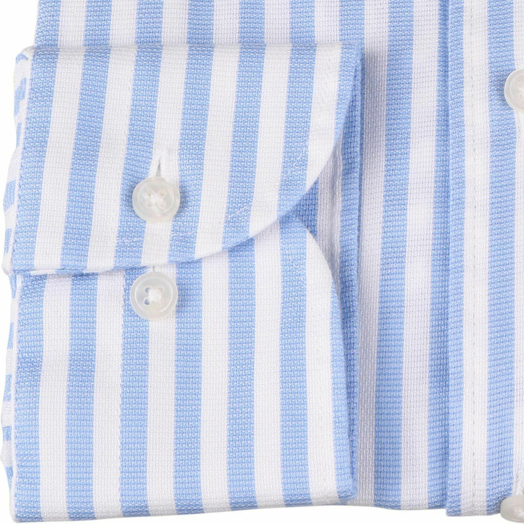 スーツセレクト 【WEB限定/OUTLET】【CLASSICO TAPERED】ホリゾンタルワイドワンピースカラードレスワイシャツ/ブルー＆ホワイト×ストライプ ブルー系(青)