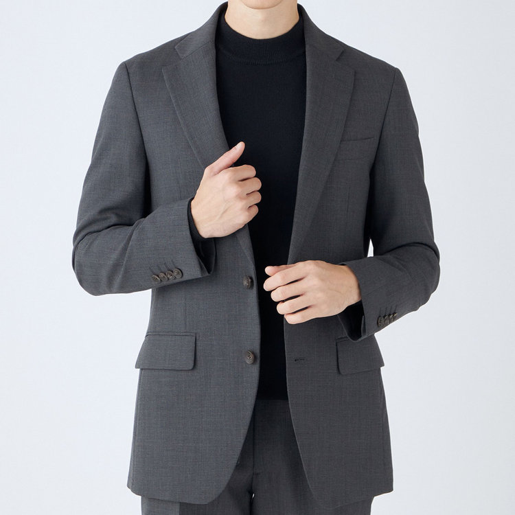 シルバーライン 【CLASSICO TAPERED】【秋冬】スペアパンツ付き/2釦シングルスーツ 1タック/グレー×ソリッド/ウォッシャブル/※裾上げ必要 グレー中間