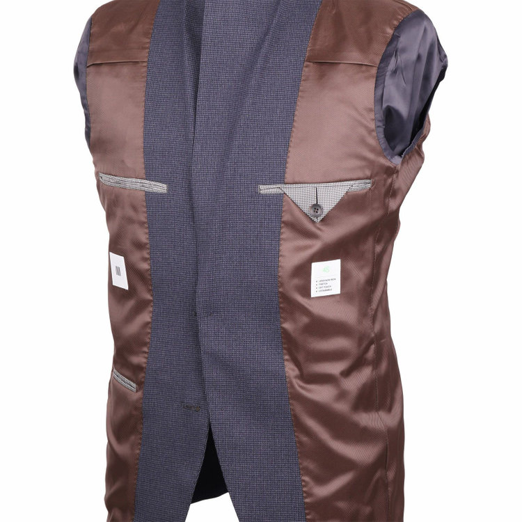 スーツセレクト 【発送在庫あり】【CLASSICO TAPERED】【秋冬】コーディネートパンツ付き/2釦シングルスーツ 1タック/ネイビー×ハウンドトゥース+グレーソリッドパンツ/ウエストムーブ/※パンツ裾上げ済仕様 ネイビー系(紺)