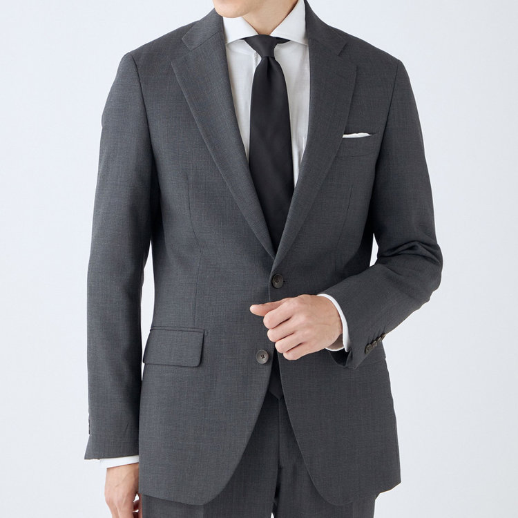 シルバーライン 【CLASSICO TAPERED】【秋冬】スペアパンツ付き/2釦シングルスーツ 1タック/グレー×ソリッド/ウォッシャブル/※裾上げ必要 グレー中間