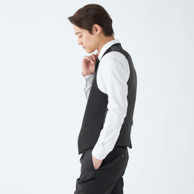 ブラックライン 【BL】【年間】リバーシブルジレ(ベスト)/ブラック×ソリッド＆グレー×ソリッド/4S 黒