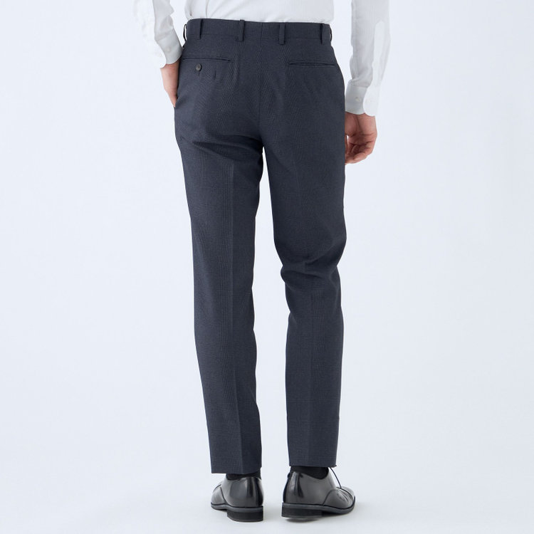 シルバーライン 【発送在庫あり】【CLASSICO TAPERED】【秋冬】2釦シングルスリーピーススーツ 1タック/ネイビー×プレイド/ウエストムーブ/4S SUSTAINABILITY&ECOLOGY FABRIC/※パンツ裾上げ済仕様 紺中間
