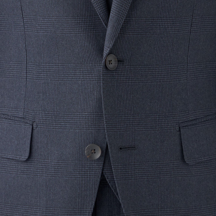 シルバーライン 【発送在庫あり】【CLASSICO TAPERED】【秋冬】2釦シングルスリーピーススーツ 1タック/ネイビー×プレイド/ウエストムーブ/4S SUSTAINABILITY&ECOLOGY FABRIC/※パンツ裾上げ済仕様 紺中間