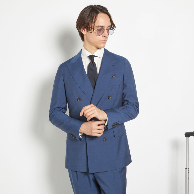 シルバーライン 【CLASSICO TAPERED】【春夏】6釦2掛けダブルスーツ 2タック/ネイビー/MARZOTTO/※裾上げ必要 青中間