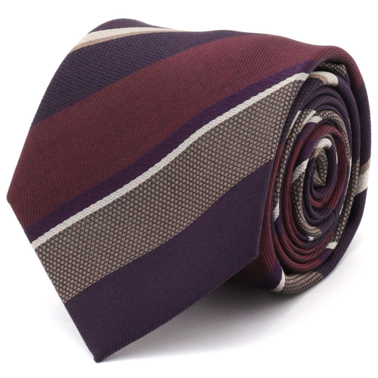 ブラックライン 【BLACK LINE】コットンシルクストライプネクタイ 7.5cm幅/ワイン×パープル/ITALIAN FABRICS その他
