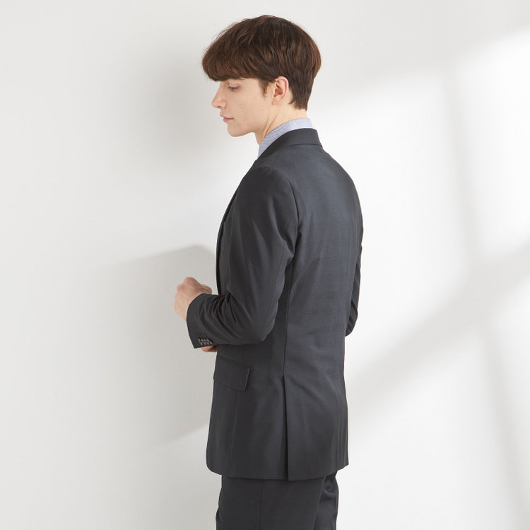 シルバーライン 【CLASSICO TAPERED】【年間】2釦シングルスリーピーススーツ 1タック/ブラック×シャドーチェック/NEW ZEALAND WOOL MIX/※裾上げ必要 黒