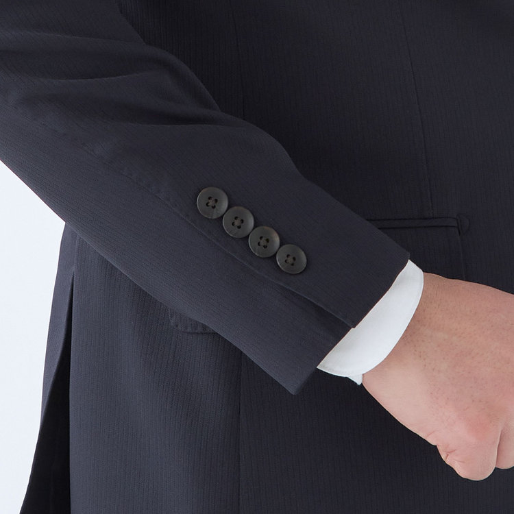 シルバーライン 【CLASSICO TAPERED】【秋冬】スペアパンツ付き/2釦シングルスーツ 1タック/ネイビー×シャドーストライプ/ウエストムーブ/4S SUSTAINABILITY&ECOLOGY FABRIC/※パンツ裾上げ済仕様 紺濃色