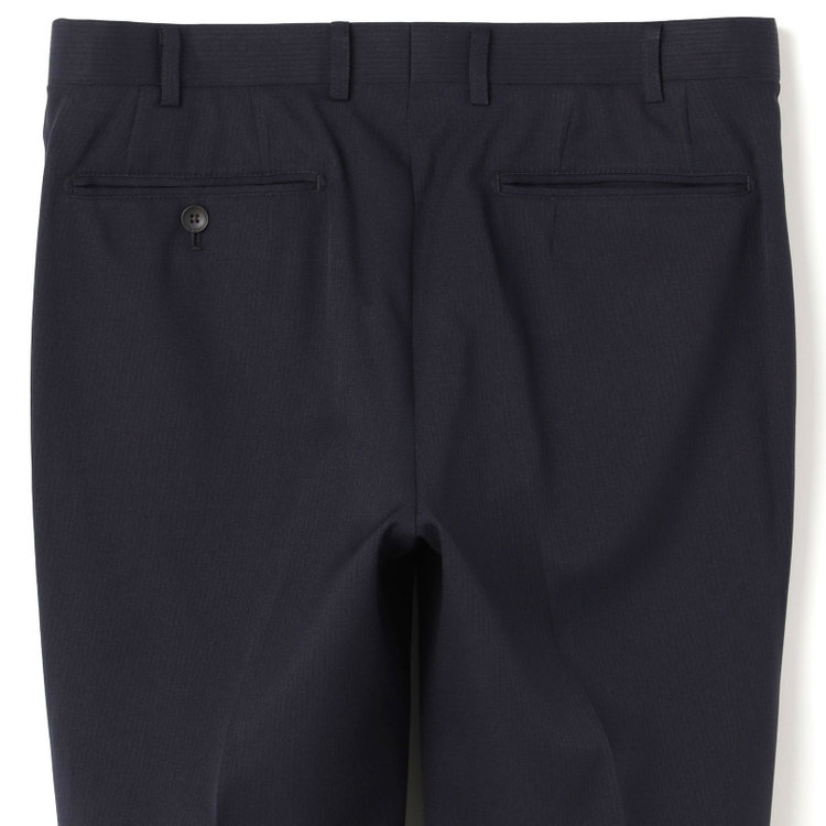 シルバーライン 【CLASSICO TAPERED】【秋冬】スペアパンツ付き/2釦シングルスーツ 1タック/ネイビー×シャドーストライプ/ウエストムーブ/4S SUSTAINABILITY&ECOLOGY FABRIC/※パンツ裾上げ済仕様 紺濃色
