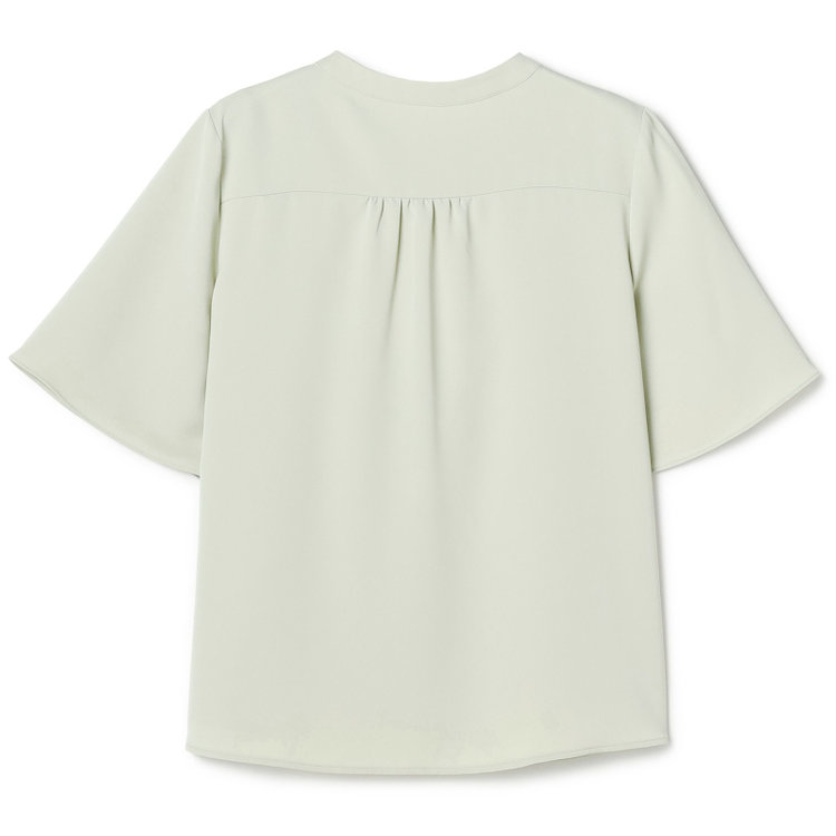 シルバーライン 【SILVER LINE/5分袖】バンドカラー比翼仕様ブラウス/ライトグリーン 緑淡色