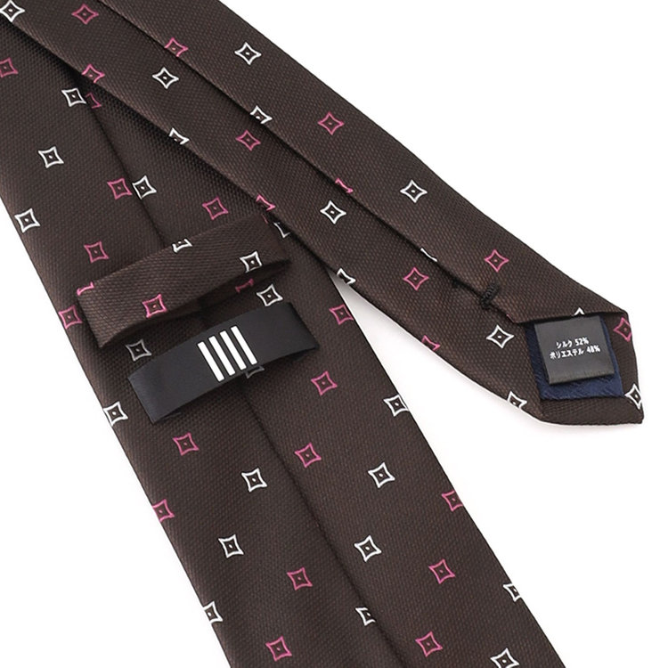 ブラックライン 【BLACK LINE】シルクブレンド小紋ネクタイ 7.5cm幅/ブラウン その他
