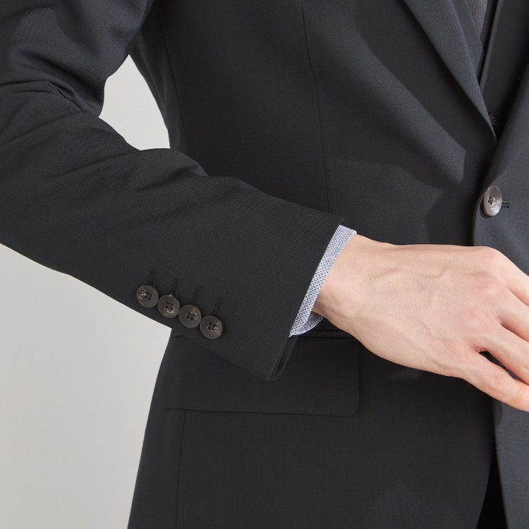 シルバーライン 【CLASSICO TAPERED】【年間】2釦シングルスリーピーススーツ 1タック/ブラック×シャドーチェック/NEW ZEALAND WOOL MIX/※裾上げ必要 黒