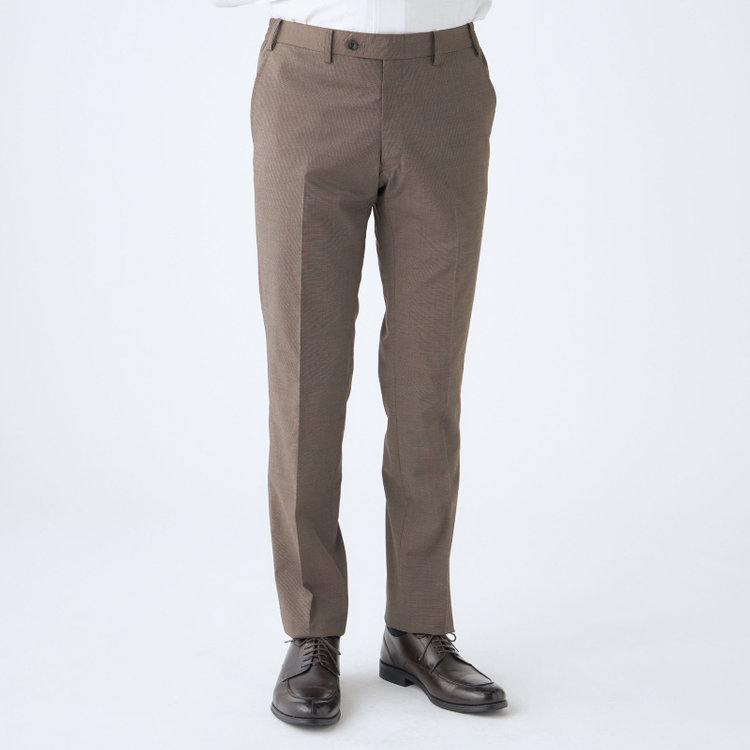 ブラックライン 【SLIM TAPERED_2】【春夏】2釦シングルスーツ 0タック/ブラウン/ウエストシャーリング/4S SUSTAINABILITY&ECOLOGY FABRIC/ウォッシャブル/※パンツ裾上げ済仕様 茶中間