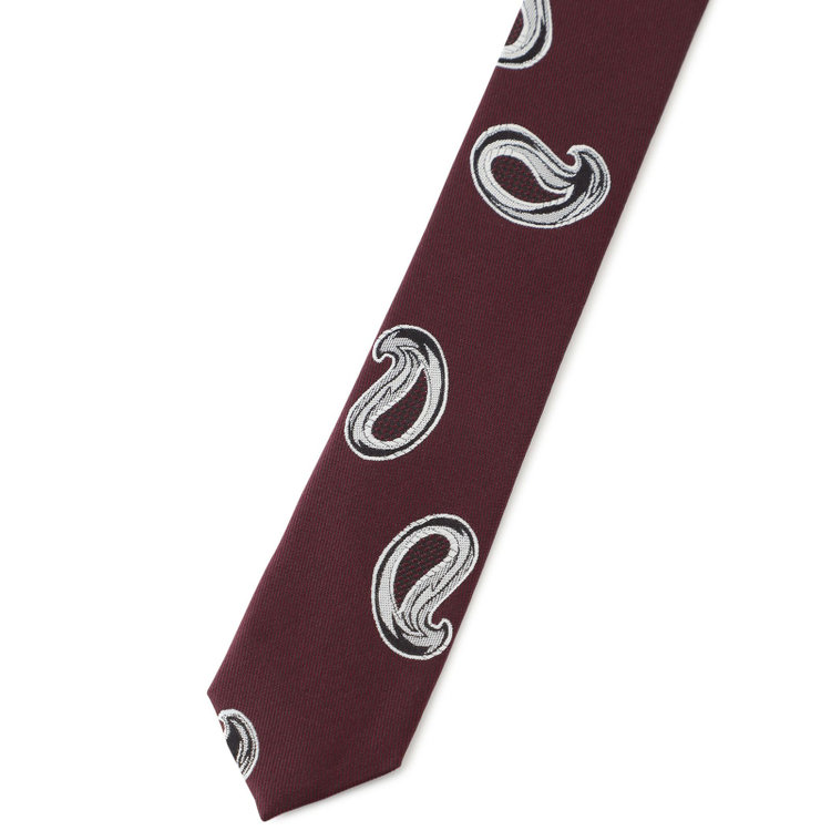 シルバーライン 【SILVER LINE】シルクペイズリーネクタイ 8.0cm幅/ワイン+ホワイト/JAPAN MADE その他