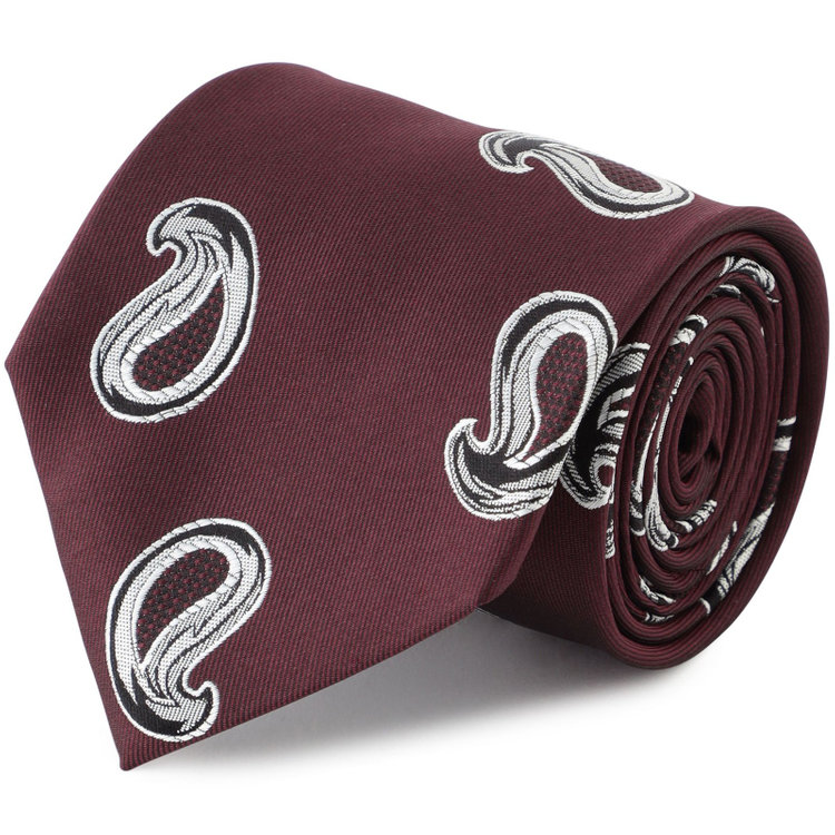 シルバーライン 【SILVER LINE】シルクペイズリーネクタイ 8.0cm幅/ワイン+ホワイト/JAPAN MADE その他