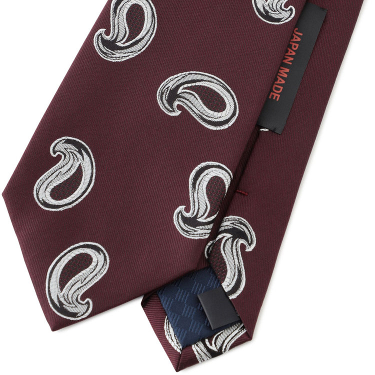 シルバーライン 【SILVER LINE】シルクペイズリーネクタイ 8.0cm幅/ワイン+ホワイト/JAPAN MADE その他
