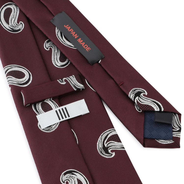 シルバーライン 【SILVER LINE】シルクペイズリーネクタイ 8.0cm幅/ワイン+ホワイト/JAPAN MADE その他
