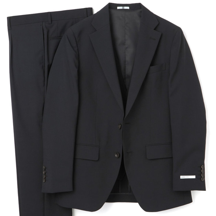 シルバーライン 【CLASSICO TAPERED】【年間】2釦シングルスリーピーススーツ 1タック/ブラック×シャドーチェック/NEW ZEALAND WOOL MIX/※裾上げ必要 黒